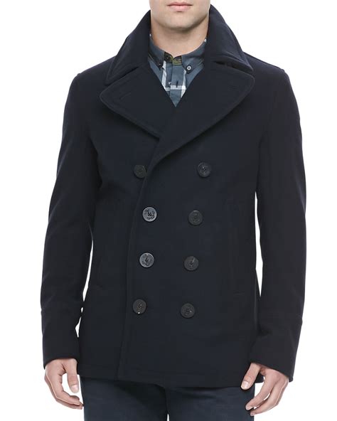 burberry brit wool cashmere peacoat navy size m|burberry store online.